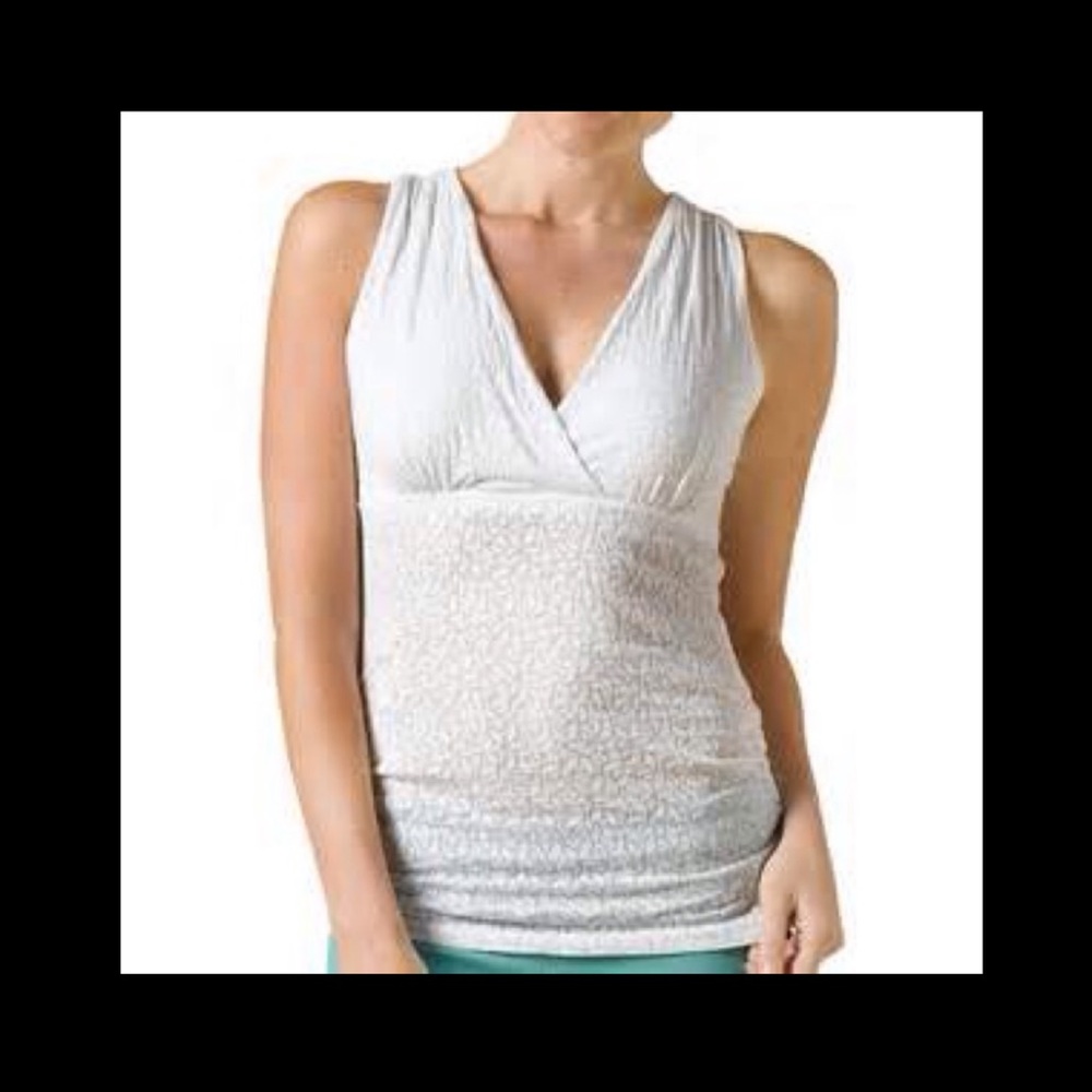 PrAna Mikayla Top White Floral New w/ Tags Large